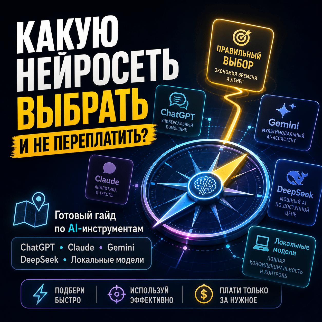 Обложка гайда по выбору нейросети